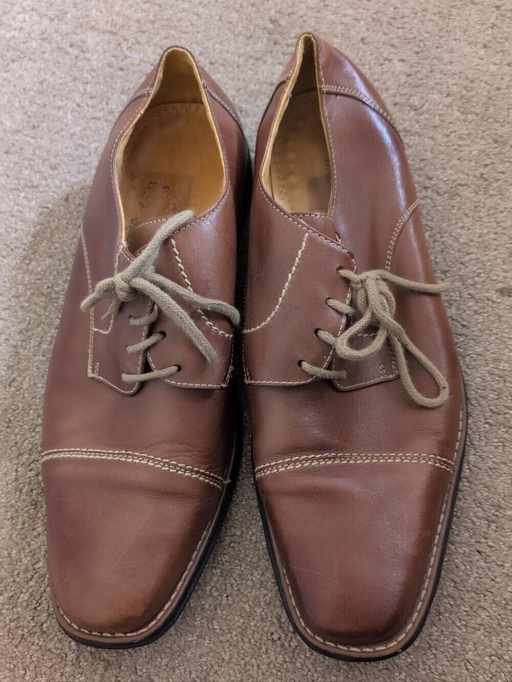 Sandro Moscoloni Mens Brown Leather Oxford Lace Up Derby Shoes